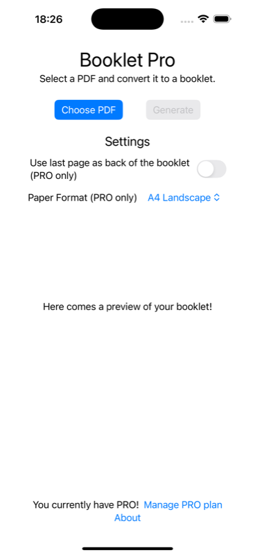 Screenshot von BookletPro